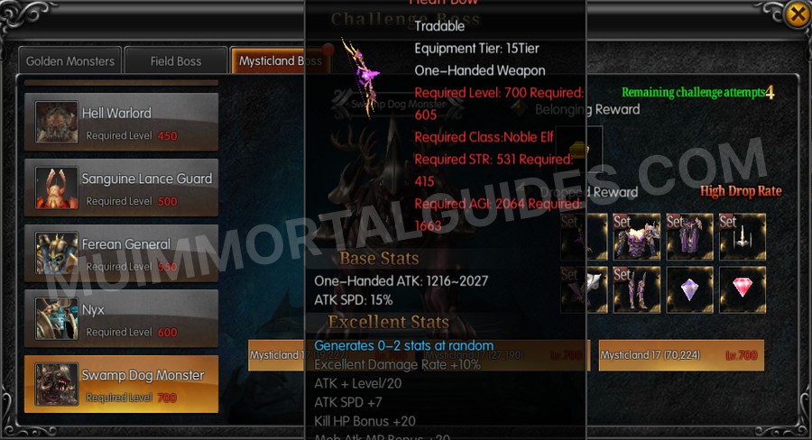 In-game screenshot of Excellent Gywen's Forefather's Silver Heart Bow tooltip