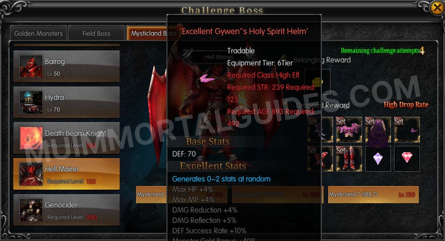 In-game screenshot of Excellent Gywen's Holy Spirit Helm tooltip