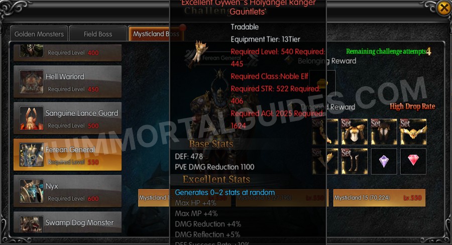 In-game screenshot of Excellent Gywen's Holyangel Ranger Gauntlets tooltip