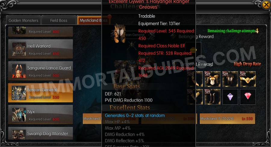In-game screenshot of Excellent Gywen's Holyangel Ranger Greaves tooltip