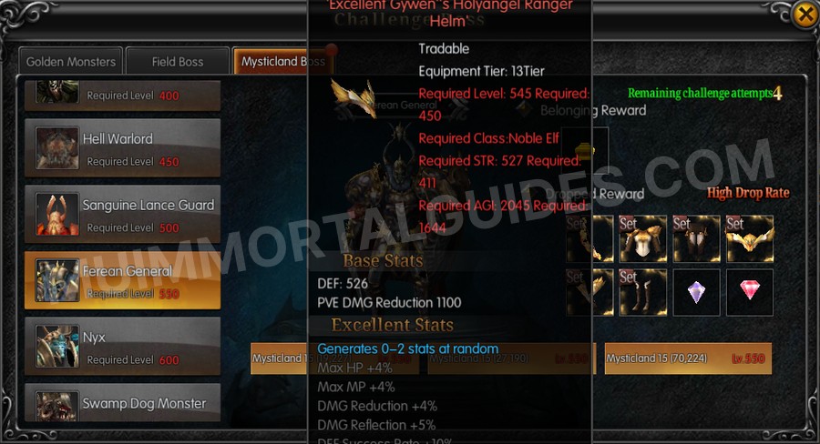 In-game screenshot of Excellent Gywen's Holyangel Ranger Helm tooltip