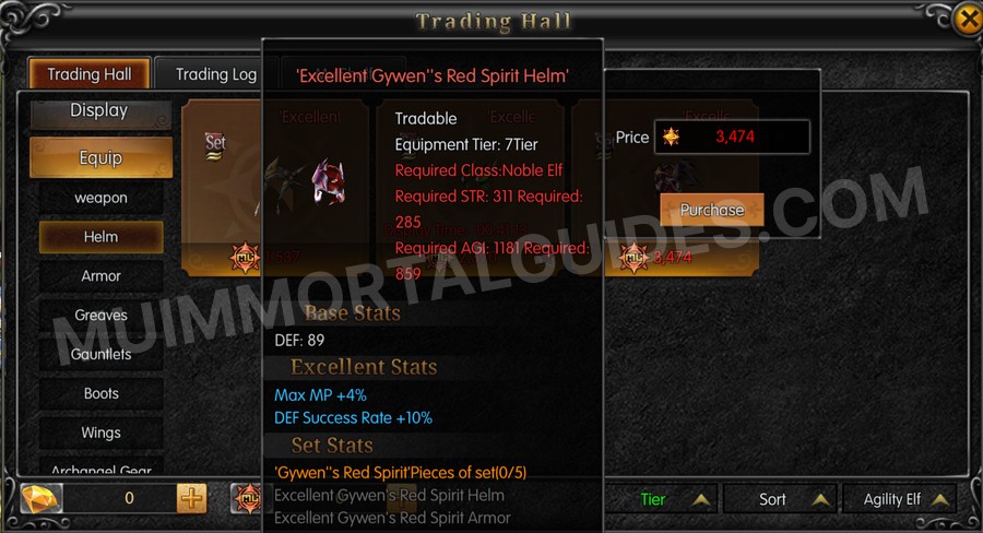 In-game screenshot of Excellent Gywen's Red Spirit Helm tooltip