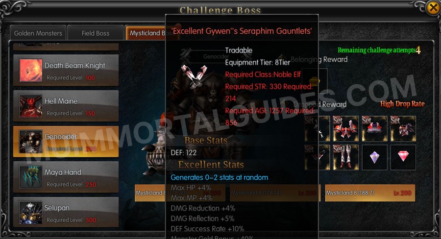 In-game screenshot of Excellent Gywen's Seraphim Gauntlets tooltip