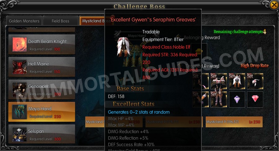 In-game screenshot of Excellent Gywen's Seraphim Greaves tooltip
