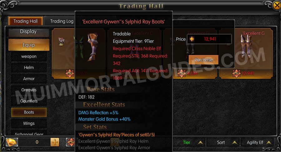 In-game screenshot of Excellent Gywen's Sylphid Ray Boots tooltip