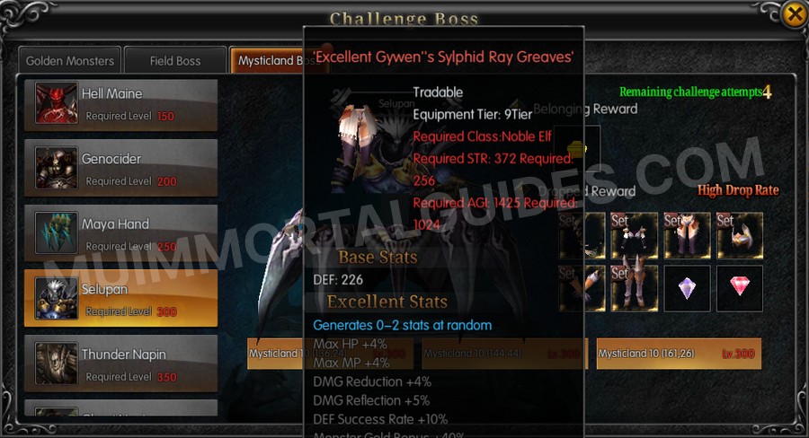 In-game screenshot of Excellent Gywen's Sylphid Ray Greaves tooltip