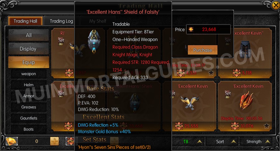 In-game screenshot of Excellent Hans' Shield of Falsity tooltip