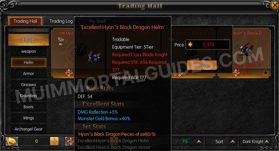In-game screenshot of Excellent Hyon's Black Dragon Helm tooltip