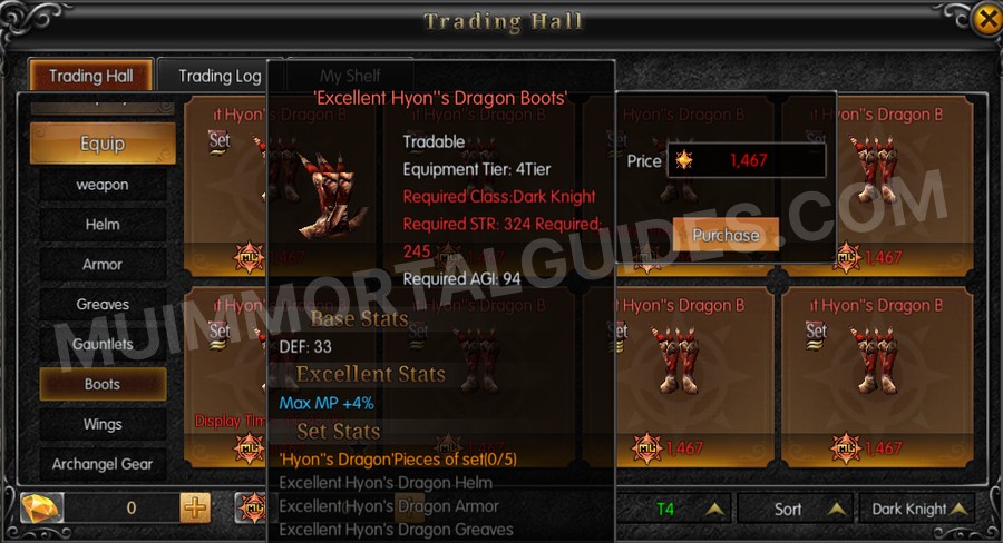In-game screenshot of Excellent Hyon's Dragon Boots tooltip
