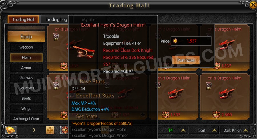 In-game screenshot of Excellent Hyon's Dragon Helm tooltip
