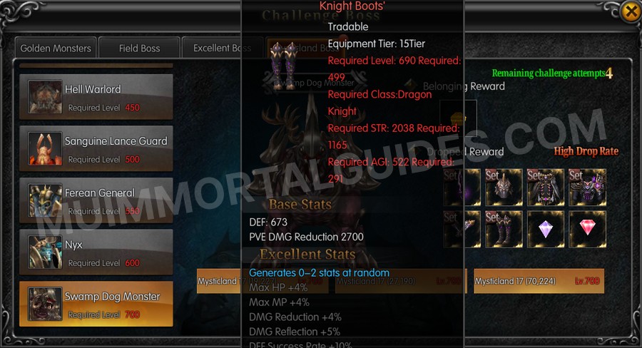 In-game screenshot of Excellent Hyon's Forefather's Silver Heart Knight Boots tooltip