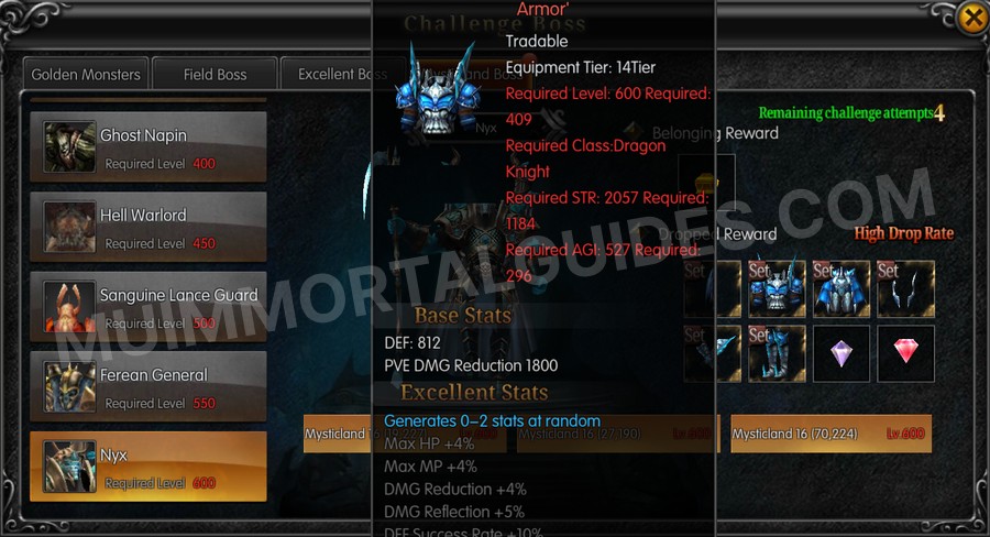 In-game screenshot of Excellent Hyon's Frosty Blue Eye Knight Armor tooltip