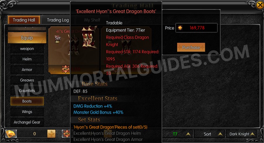 In-game screenshot of Excellent Hyon's Great Dragon Boots tooltip
