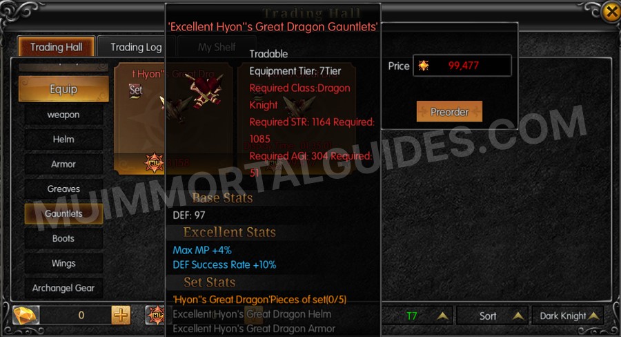 In-game screenshot of Excellent Hyon's Great Dragon Gauntlets tooltip