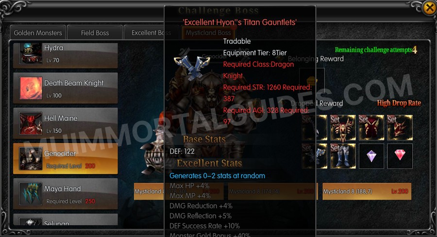 In-game screenshot of Excellent Hyon's Titan Gauntlets tooltip
