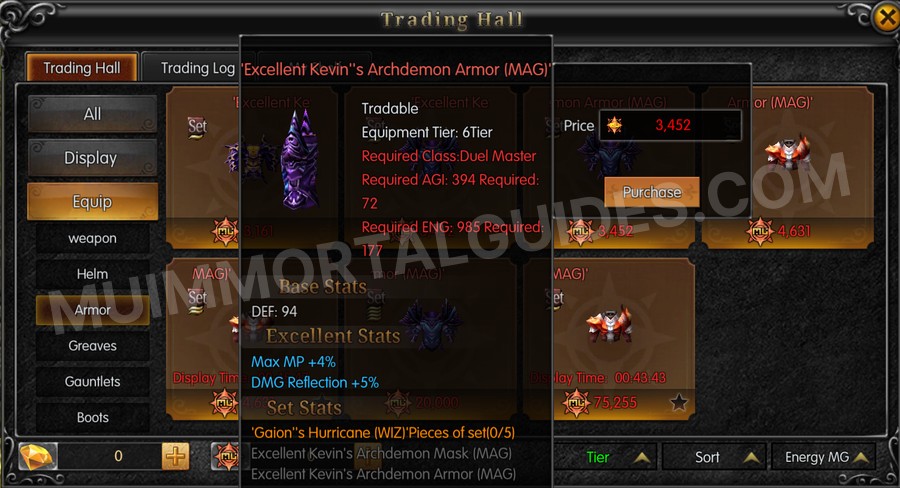 In-game screenshot of Excellent Kevin's Archdemon Armor (MAG) tooltip