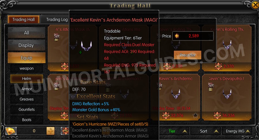 In-game screenshot of Excellent Kevin's Archdemon Mask (MAG) tooltip