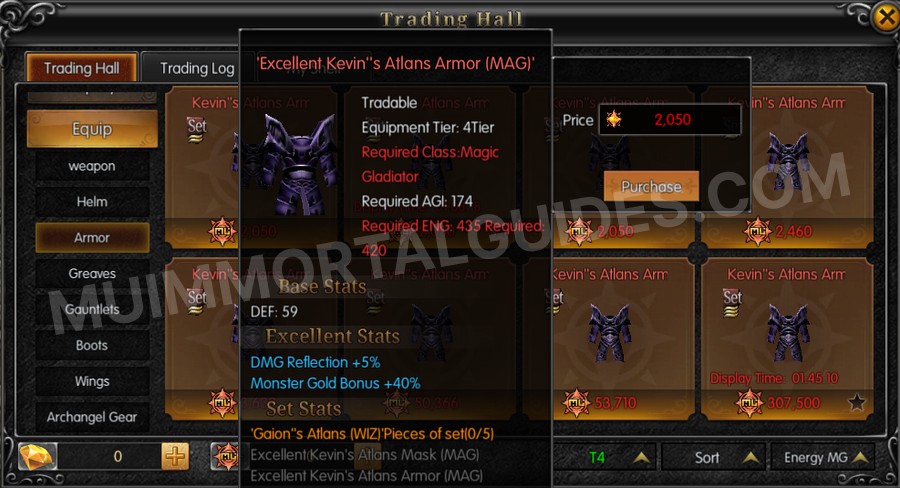 In-game screenshot of Excellent Kevin's Atlans Armor (MAG) tooltip