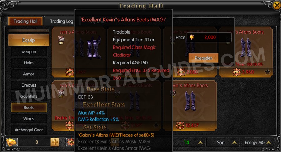 In-game screenshot of Excellent Kevin's Atlans Boots (MAG) tooltip