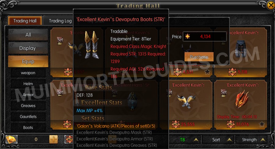 In-game screenshot of Excellent Kevin's Devaputra Boots (STR) tooltip