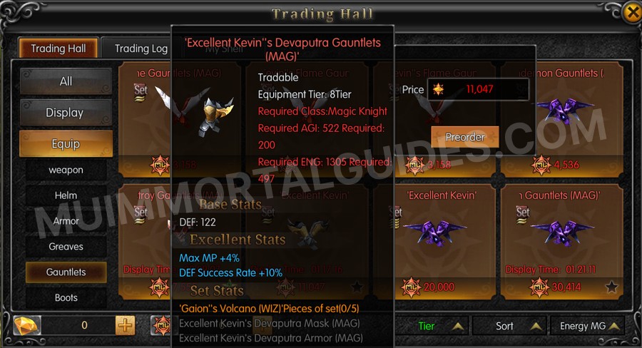 In-game screenshot of Excellent Kevin's Devaputra Gauntlets (MAG) tooltip