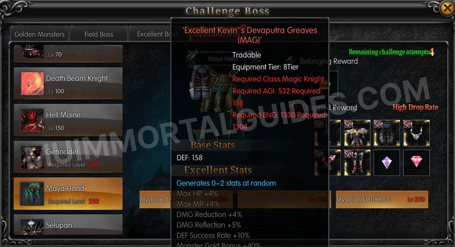 In-game screenshot of Excellent Kevin's Devaputra Greaves (MAG) tooltip