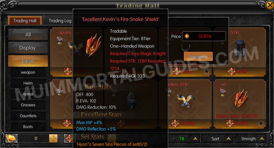 In-game screenshot of Excellent Kevin's Fire Snake Shield tooltip