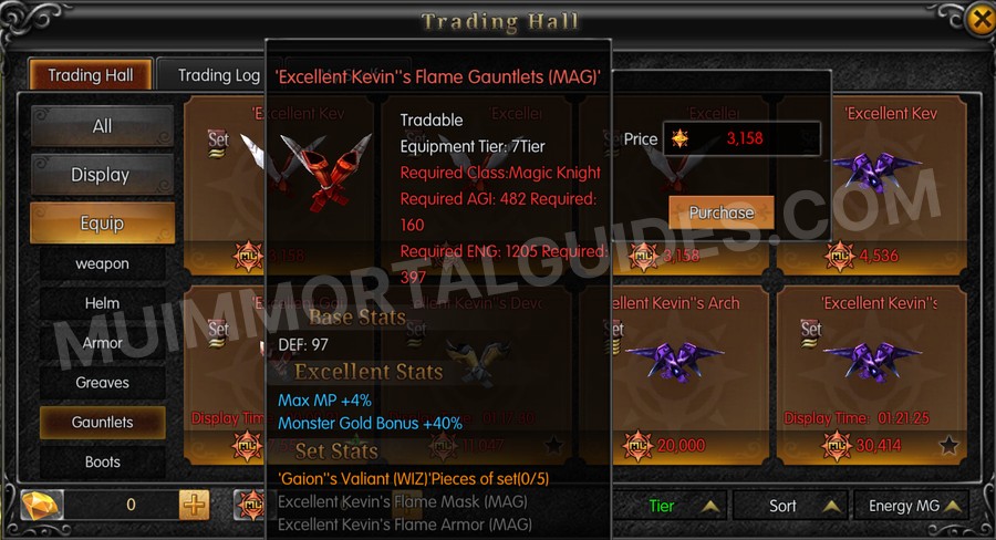 In-game screenshot of Excellent Kevin's Flame Gauntlets (MAG) tooltip