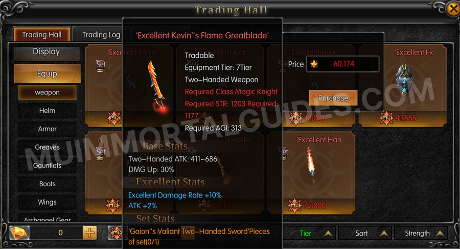 In-game screenshot of Excellent Kevin's Flame Greatblade tooltip