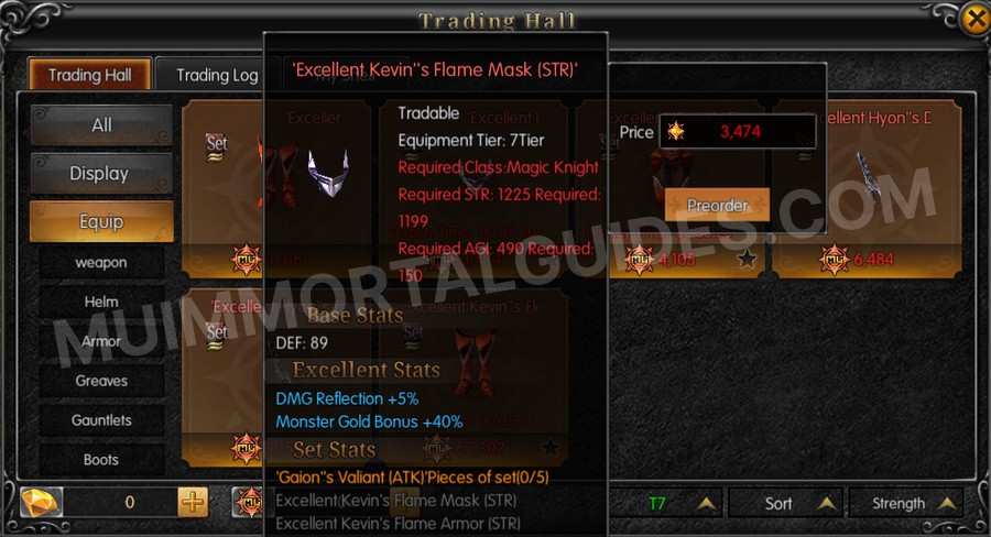 In-game screenshot of Excellent Kevin's Flame Mask (STR) tooltip