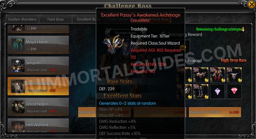 In-game screenshot of Excellent Passy's Awakened Archmage Gauntlets tooltip
