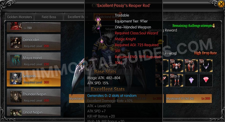 In-game screenshot of Excellent Passy's Reaper Rod tooltip