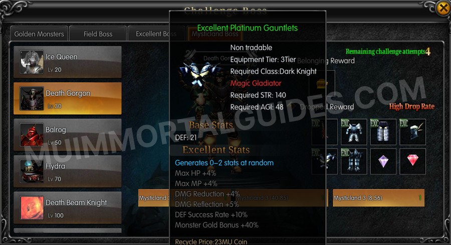 In-game screenshot of Excellent Platinum Gauntlets tooltip