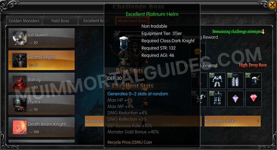 In-game screenshot of Excellent Platinum Helm tooltip
