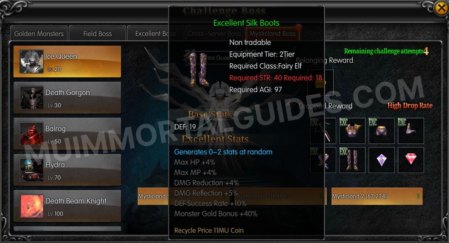 In-game screenshot of Excellent Silk Boots tooltip