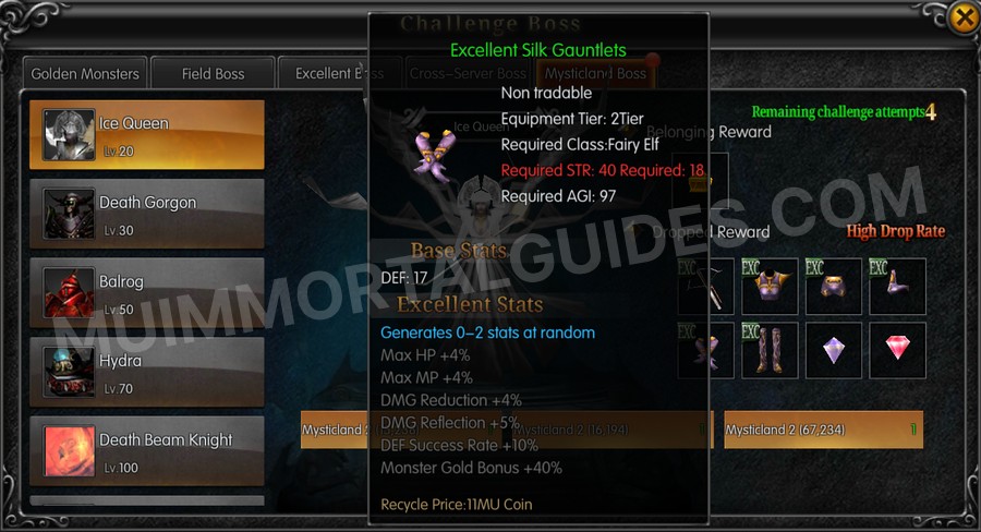 In-game screenshot of Excellent Silk Gauntlets tooltip