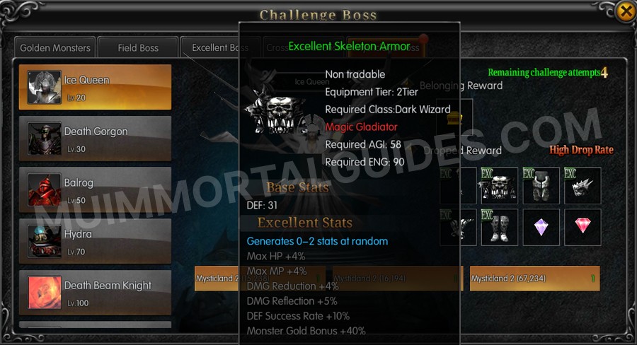 In-game screenshot of Excellent Skeleton Armor tooltip