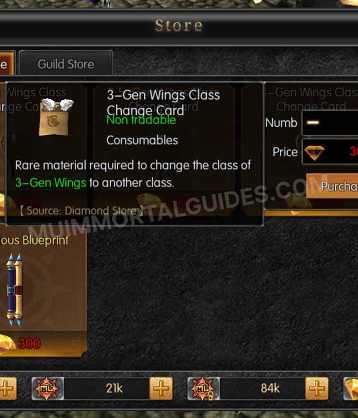 Screenshot of 3-Gen Wings Class Change Card