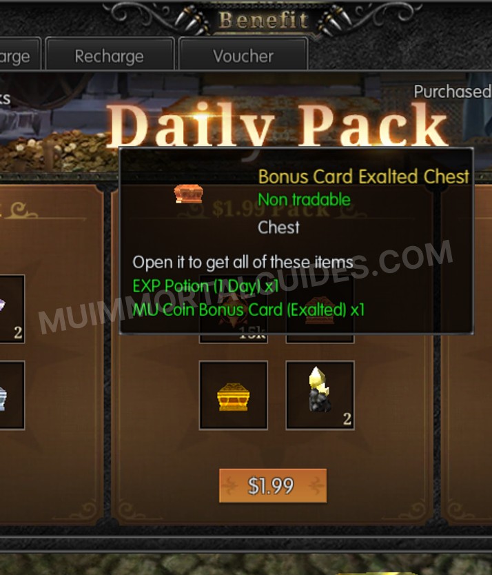 Screenshot of Bonus Card Exalted Chest