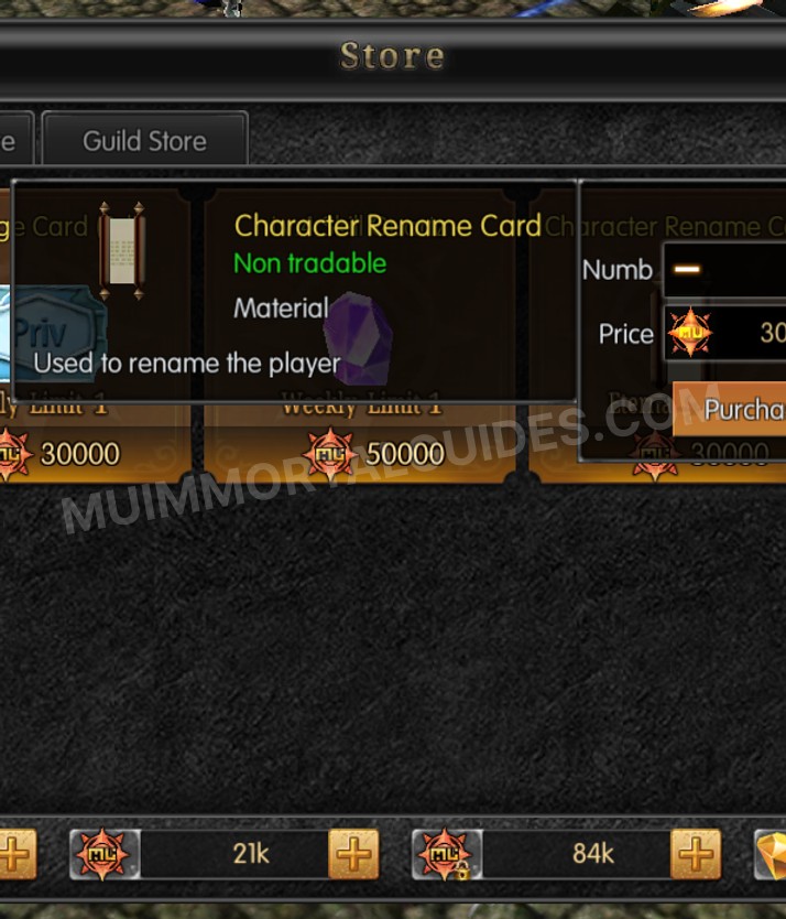 Screenshot of Character Rename Card