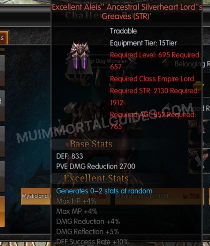 Screenshot of Excellent Aleis' Ancestral Silverheart Lord's Greaves (STR)