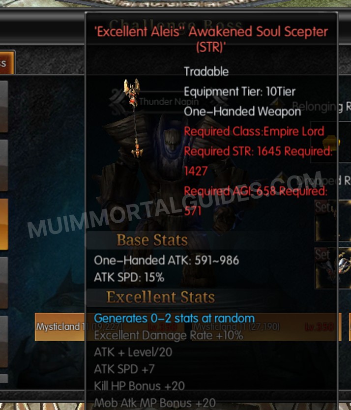 Screenshot of Excellent Aleis' Awakened Soul Scepter (STR)