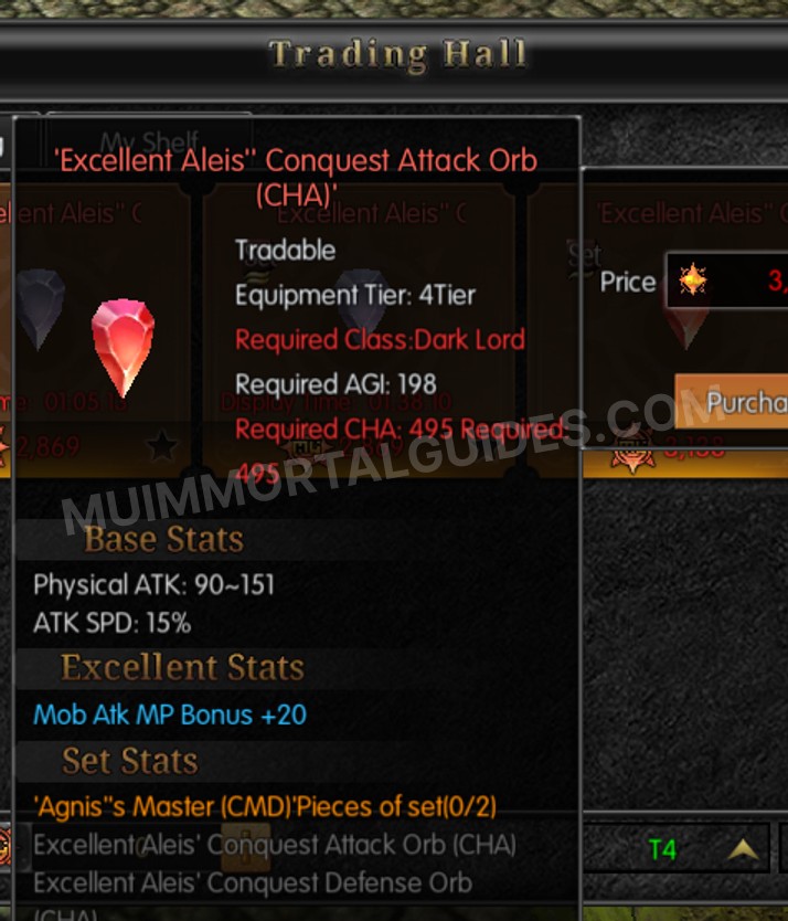 Screenshot of Excellent Aleis' Conquest Attack Orb (CHA)