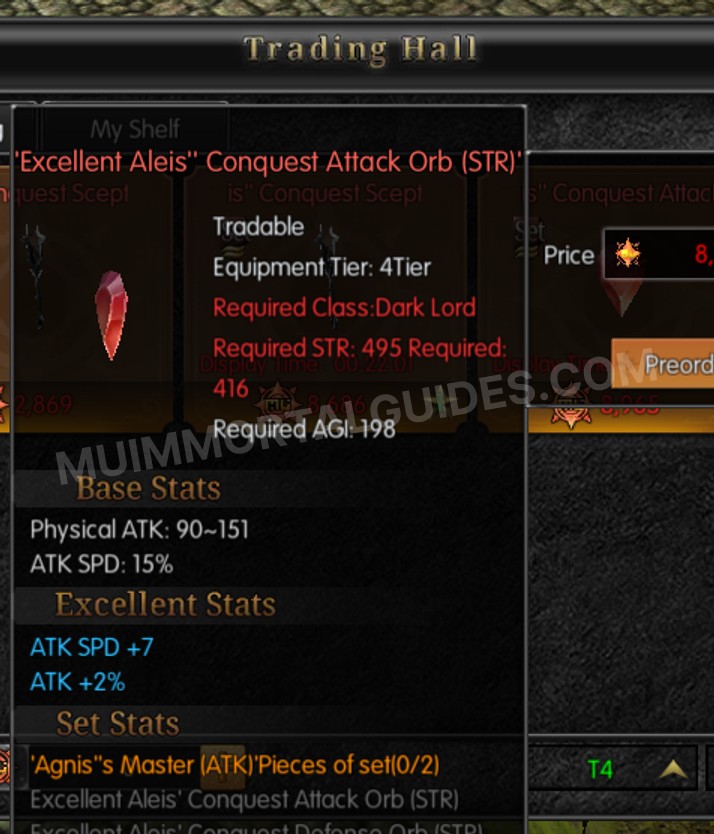 Screenshot of Excellent Aleis' Conquest Attack Orb (STR)