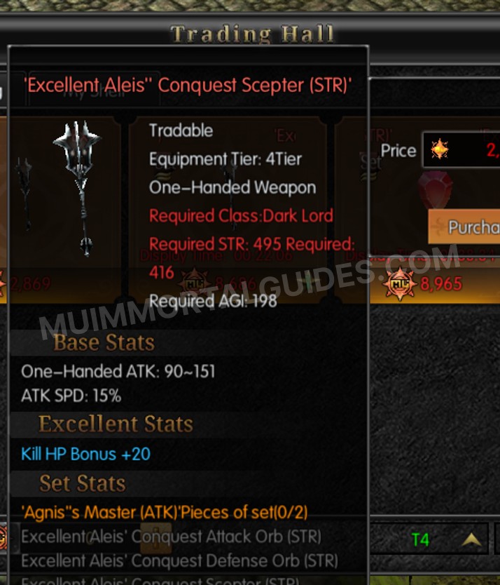 Screenshot of Excellent Aleis' Conquest Scepter (STR)