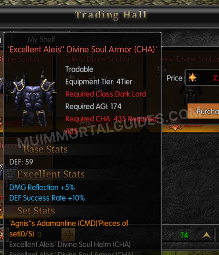 Screenshot of Excellent Aleis' Divine Soul Armor (CHA)