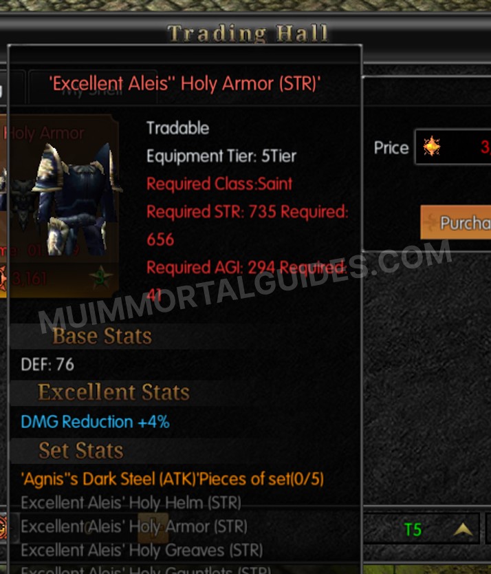 Screenshot of Excellent Aleis' Holy Armor (STR)