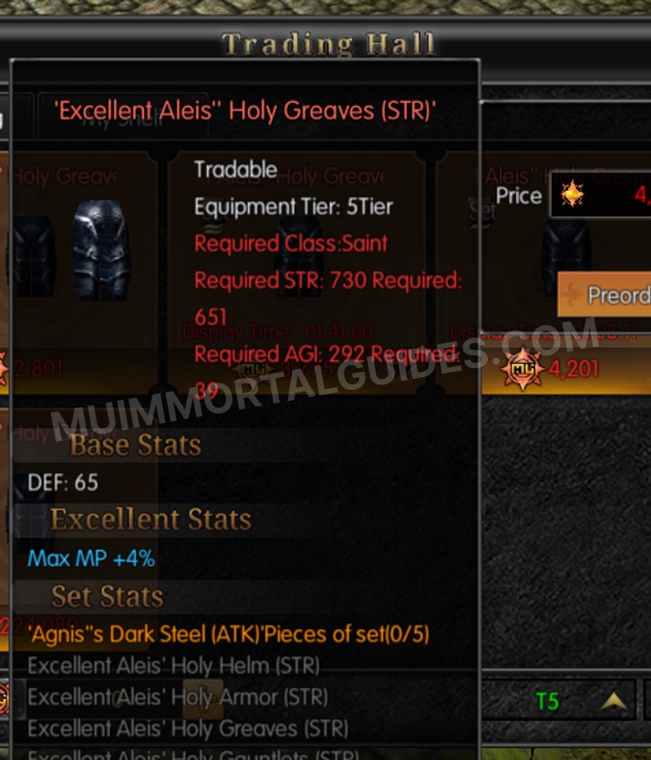 Screenshot of Excellent Aleis' Holy Greaves (STR)