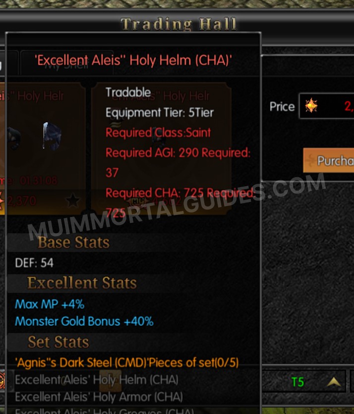 Screenshot of Excellent Aleis' Holy Helm (CHA)