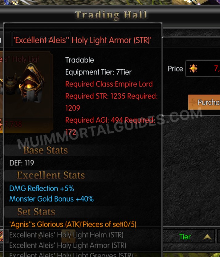 Screenshot of Excellent Aleis' Holy Light Armor (STR)